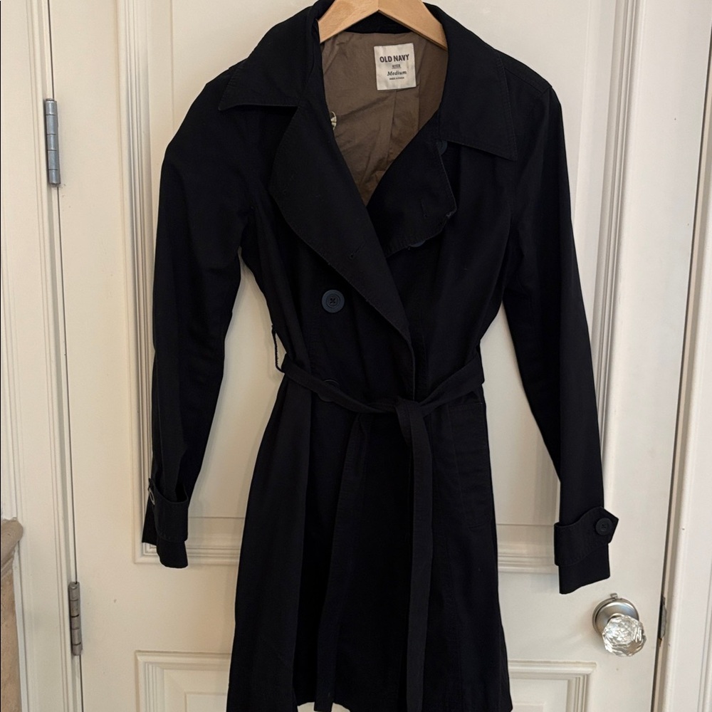 Old Navy Women's Black Belted Trench Coat